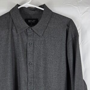 BYLT Premium Basics Mens XL Long Sleeve Button Down Shirt Charcoal Gray Heather